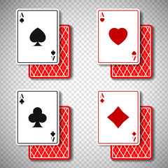 Holdem classic poker casino cards 4 suits in realistic style,big win jackpot game casinos concept on transparent background.Business gambling mockup flyer banner design,web online concept