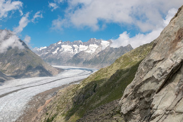 Mountains scenes, walk through the great Aletsch Glacier