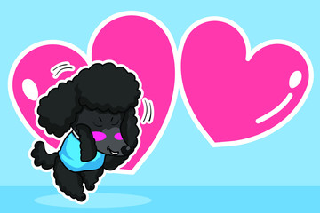 Hand drawn poodle love time