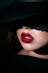 Fototapeta premium Beautiful girl with red lips 