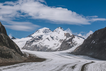 Fototapeta premium Mountains scenes, walk through the great Aletsch Glacier