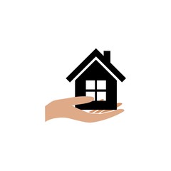 Fototapeta na wymiar Hand holding house, House for sale, Buy new house icon