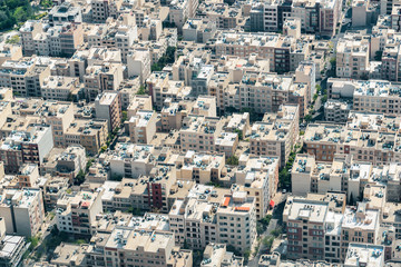 Fototapeta na wymiar Aerial view of streets and residential buildings, Tehran, Iran