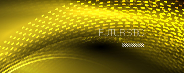 Obraz premium Glowing light particles in dark neon space, magic glow shiny abstract background