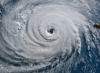 Satellite view. Hurricane Florence over the Atlantics close to the US coast . Elements of this image furnished by NASA. - obrazy, fototapety, plakaty