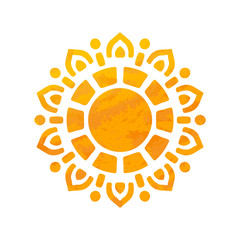 Beautiful Sun With Structure. Hand Drawn. Ornamental Mandala.