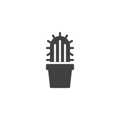 Cactus in pot vector icon. filled flat sign for mobile concept and web design. Potted cactus simple solid icon. Houseplant symbol, logo illustration. Pixel perfect vector graphics