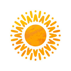 Beautiful Sun With Structure. Hand Drawn.