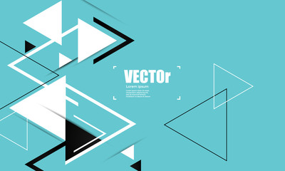 Abstract blue geometric vector background with triangles.