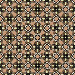 Abstract Vector Seamless Pattern With Abstract Geometric retro Style. Repeating Sample Figure And Line. For Modern Interiors Design, Wallpaper, Textile Industry. Brown, light olive color