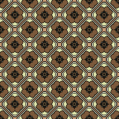 Abstract Vector Seamless Pattern With Abstract Geometric retro Style. Repeating Sample Figure And Line. For Modern Interiors Design, Wallpaper, Textile Industry. Brown, light olive color