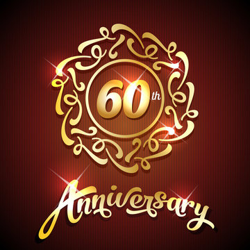 60th anniversary label golden design elements