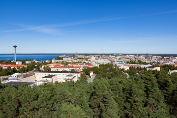 Naklejka premium View of Tampere Finland taken at Pyynikki lookout tower