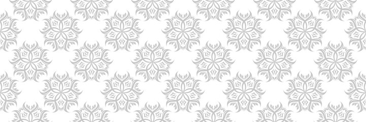 Gray floral seamless pattern. On white background