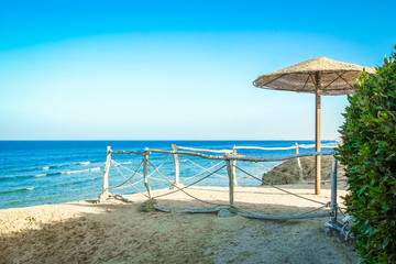 Beautiful stepping path in the park on the sea background