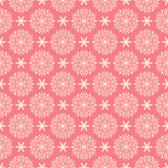 Floral seamless pattern. Beige design on pink background