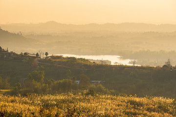 Moments before sunset at the hills.Thailand.