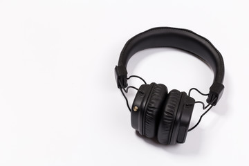 Fototapeta na wymiar Black headphones on white background