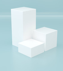 Empty box pedestal for display. Platform for design. 3D rendering