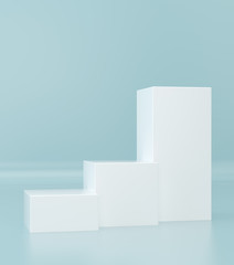 Empty box pedestal for display. Platform for design. Pastel color