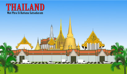 Naklejka premium Vector Phra Kaew Temple