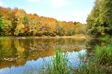 Fototapeta na wymiar piękna kolorowa jesień, jezioro