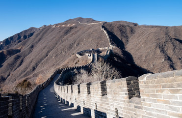 China's famous landmark buildings, the Great Wall and mountains.