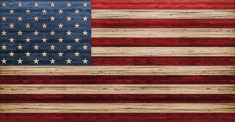 cool modern background, isolated USA flag made out of different types of colored wooden planks,...