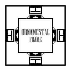 Art Deco vintage ornamental retro border frame. Old retro art deco element for vintage design. Retro art deco style.