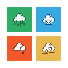 CLOUD DATA TECHNOLOGY LINE ICON SET