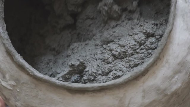 Detail of a concrete mixer working