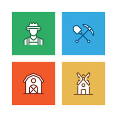 FARM AND AGRICULTURE LINE ICON SET