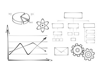 Set of diagrams, organization chart infographic template and technology