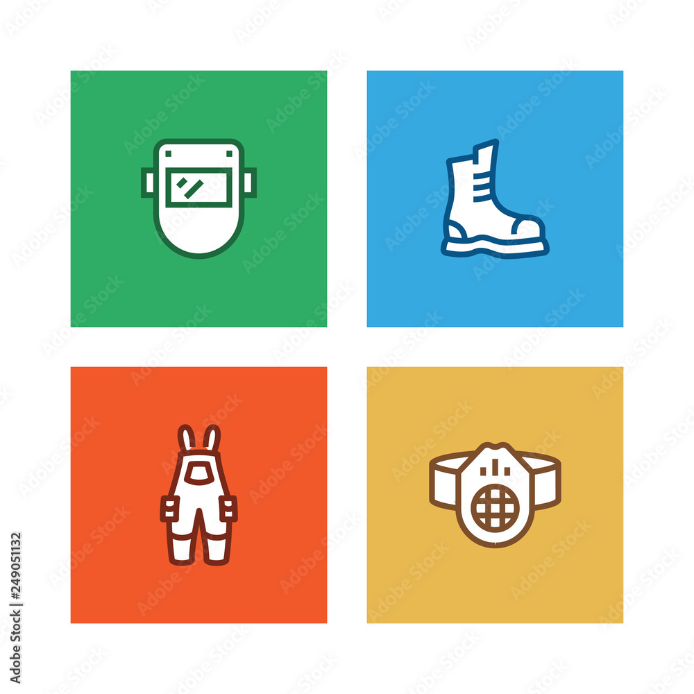 Wall mural WORK SAFETY LINE ICON SET