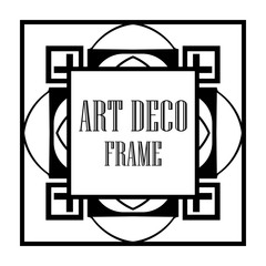 Art Deco vintage ornamental retro border frame. Old retro art deco element for vintage design. Retro art deco style.
