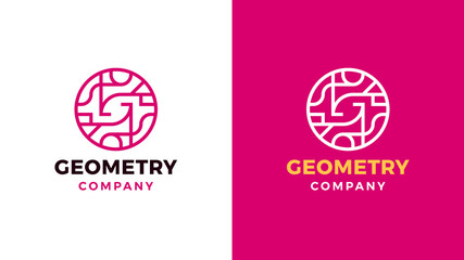 Geometric Logotype template, positive and negative variant, corporate identity for brands, circle product logo