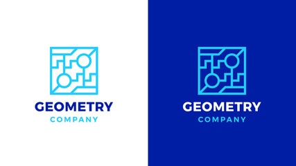 Geometric Logotype template, positive and negative variant, corporate identity for brands, square product logo