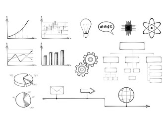 set of infographic elements, charts and technology signs