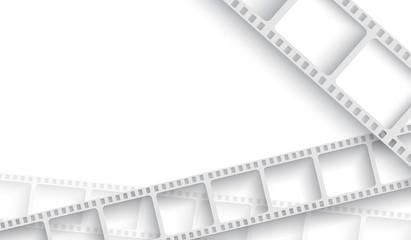 Abstract background with white film strip frame. Cinema festival poster or flyer template for your design. Movie time at the cinema concept. 3d isometric style. EPS 10 Vector illustration