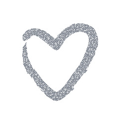 Silver Glitter Heart Pattern. Vector Shape.