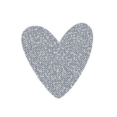 Silver Glitter Heart Pattern. Vector Shape.