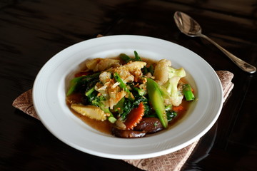 Stir fry vegetables on table