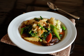 Stir fry vegetables on table