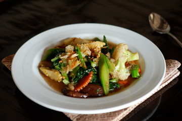 Stir fry vegetables on table