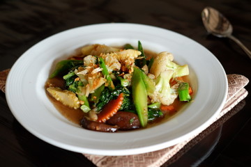 Stir fry vegetables on table