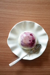 Blueberry cheesecake on table