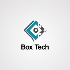 box tech logo vector, icon, element, and template