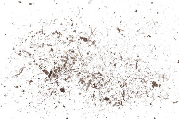Soil, dirt pile isolated on white background, top view