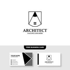 Architecture Company, construction, architect, vector logo template - Vector, Free Business Card