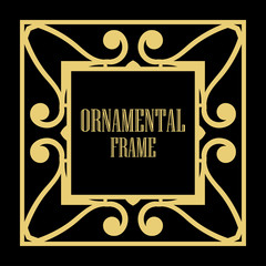 Art Deco vintage ornamental retro border frame. Old retro art deco element for vintage design. Retro art deco style.